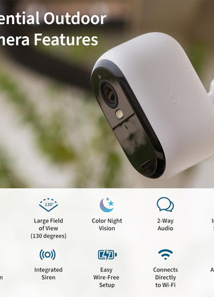 Arlo Essential Security Cameras Wireless Outdoor 2K (2nd Gen, 2023 Release) - Battery Power, Person Recognition, Package Detection, Animated Preview, 1-Month Trial of Secure Plan, 2 Cam, White