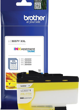 Brother Genuine LC3037Y, Single Pack Super High-Yield Yellow INKvestment Tank Ink Cartridge, Page Yield Up to 1,500 Pages, LC3037