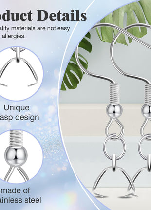 Earring Hooks 50PCS/25Pairs, Stainless Steel Ear Wires Fish Hooks, Hypo-allergenic Jewelry Findings Parts for DIY Jewelry Making