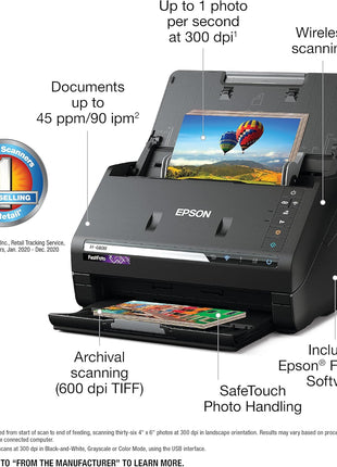 Epson FastFoto FF-680W Wireless High-Speed Photo and Document Scanning System, Black
