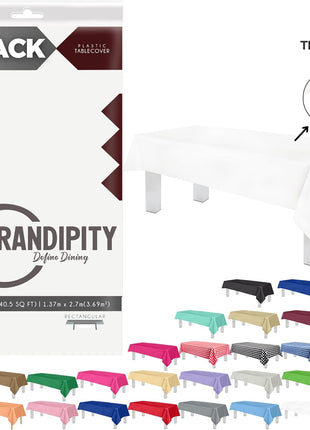 Plastic Table Cloth Disposable 12 Pack 54 x 108 in Rectangle Table Cloths