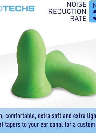Flents Protechs Quiet Contour Foam Ear Plugs, NRR 33, 10 Pair, Green | Reusable Foam Ear Plugs for Sleeping, Snoring, Loud Noise, Traveling, Concerts, Construction, Studying, Work & Shooting