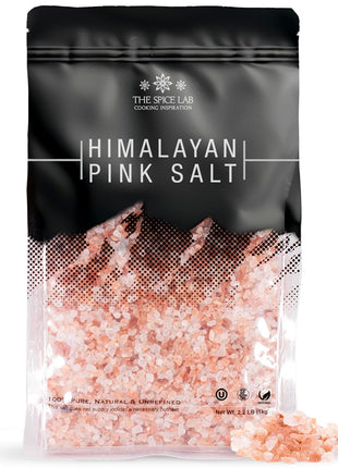 The Spice Lab Pink Himalayan Salt – Coarse Grain, 2.2 lb / 1 Kilo - Himalayan Pink Salt for Grinder Refill – Gourmet Pure Crystal – Kosher & Natural Certified