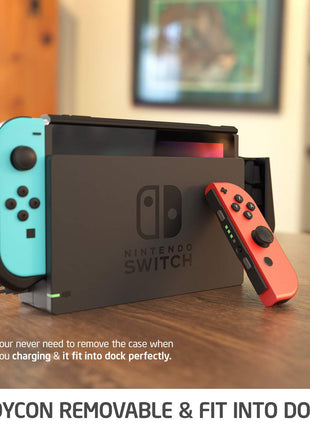Mumba Dockable Case Compatible for Nintendo Switch (2017 Release), [Blade Series] TPU Grip Protective Cover Case with Ergonomic Design and Comfort Grip,Original Switch Case Accessories (Black)