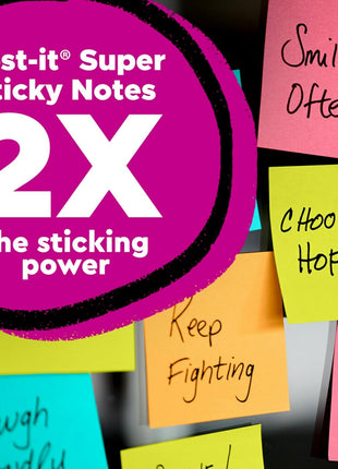 Post-it Super Sticky Notes, 3 x 3 in, Supernova Neons, 24 Pads | School Supplies and Office Supplies, 2X the Sticking Power