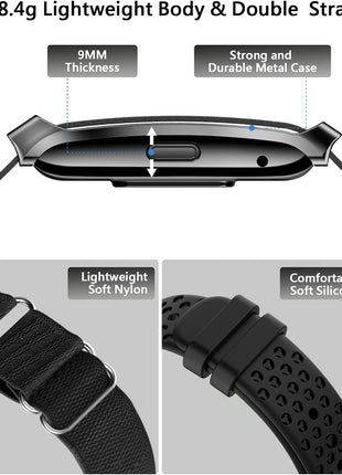 Smart Bracelet for Men Women, Health Activity Fitness Trackers, 24H Sleep Tracker, 24/7 Continuous Heart Rate/Blood Pressure/HRV/Stress Monitor, 170+ Sports Modes Smart Wristband with Free APP 2 Bands