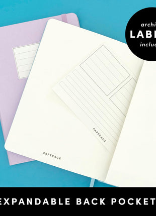PAPERAGE Lined Journal Notebook, (Black), 160 Pages, Medium 5.6 in x 8 in - 100 GSM Thick Paper – Hardcover Journaling Notebook for Work, School & Note Taking