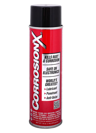 CorrosionX Rust Inhibitor, Industrial-Strength Dielectric Corrosion Prevention, Lubricant & Penetrant for Marine, Automotive, Electronics & RV Use, Protects Bolts, Cables, Engines, Parts, 16oz Aerosol