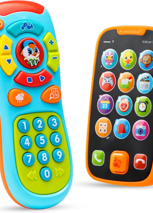 JOYIN Baby Learning Phone and Remote Toy for Toddler, Fun Smartphone Toys with Music for Infants, Boys or Girls, Holiday Stocking Stuffers, Kids Birthday Gift