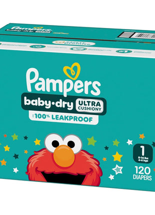 Pampers Diapers - Baby Dry - Size 1, 120 Count, Absorbent Disposable Infant Diaper (Packaging May Vary)