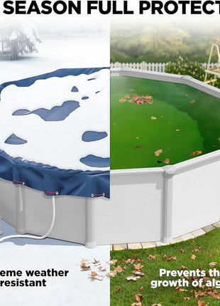 24 ft Round Pool Cover for Above Ground Pools, Above Ground Pool Cover, Swimming Pool Cover, Winter Pool Cover, Keeps Out Debris, Cold and UV Resistant, Supreme Mesh, Navy Blue