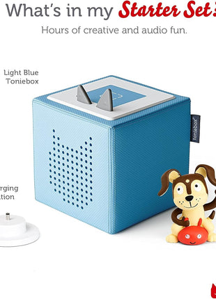 Toniebox 1 Audio Player Starter Set with Playtime Puppy - Listen, Learn, and Play with One Huggable Little Box - Light Blue