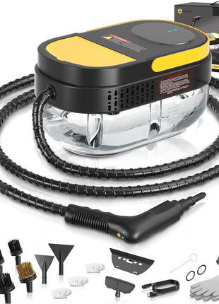 Gautye Steam Cleaner, 3 Level Adjustable Handle, 15s Heat Up, 1.69 Quarts Tank, Portable Steamer for Cleaning with 15 pcs Accessories, Steam Cleaner for Home for Dirt, Grease, Grout, Tile,Floor, Car