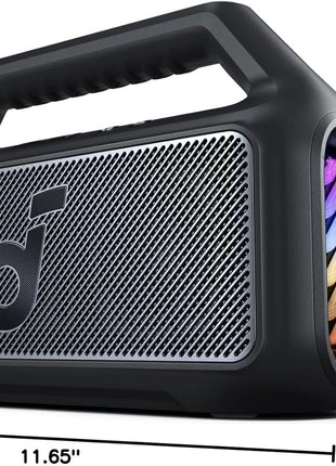 Soundcore Boom 2 By Anker, Outdoor Speaker, 80W, Subwoofer, BassUp 2.0, 24H Playtime, IPX7 Waterproof, Floatable, RGB Lights, USB-C, Custom EQ, Bluetooth 5.3, Portable for Camping and Beach - Black