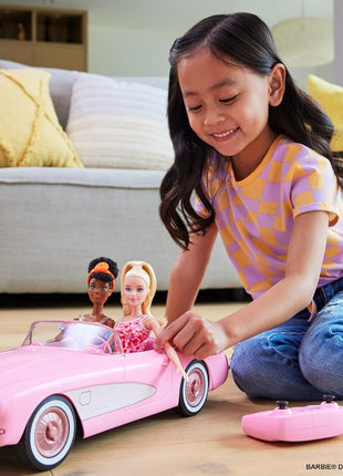 Hot Wheels RC Corvette from Barbie the Movie, Full-Function Remote-Control Toy Car Holds 2 Barbie Dolls