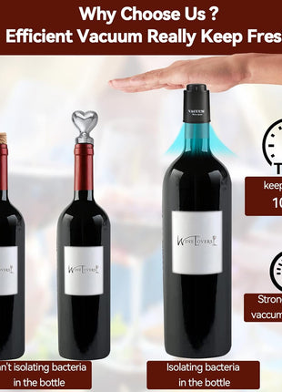 [2 PACK] Wine Bottle Stoppers,Real Vacuum Stoppers,Reusable Wine Preserver,Wine Corks Keep Fresh,Best Christmas and Birthday Gifts for Wine Lovers.