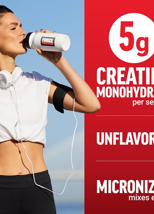 Force Factor Creatine Monohydrate Powder, 5g Dose, Micronized | Support Muscle Growth, Strength, Recovery, Cognitive Health & Memory, Unflavored, 500g, 100 Servings, 17.6 Oz
