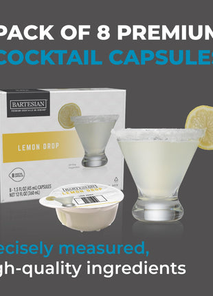 Bartesian Lemon Drop Cocktail Mixer Capsules, Pack of 8 Cocktail Capsules Premium Cocktail Maker (55446)