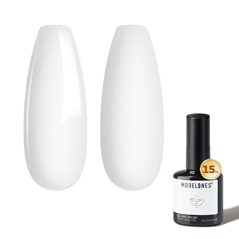 modelones Gel Nail Polish, White Gel Nail Polish for French Tip Soak Off Pastel U V White Color Art Design for Women Girl Nail Lovers Gift Salon DIY Manicure 15 ML