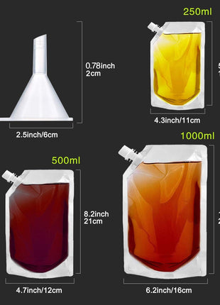 Cruise Liquor Flask Kit for Travel,Concealable and Reusable Rum Runner Alcohol Juice Travel Plastic Flasks Liquor Bags for Sneak Drink 4 x 32 oz  3 x 16 oz  3 x 8 oz  funnel