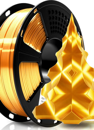 Geeetech Silk PLA Filament 1.75mm for 3D Printer, Metal-Like Shiny Consumables 1kg (2.2lbs) 1 Spool, Dimensional Accuracy +/- 0.02 mm, Metallic Gold Silk Filament