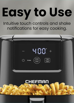 CHEFMAN 2 Qt Mini Air Fryer – Digital Space-Saving Compact Air Fryer with Nonstick and Dishwasher Safe Basket, Quick & Easy Meals in Minutes, Features Digital Timer and Shake Reminder – Black