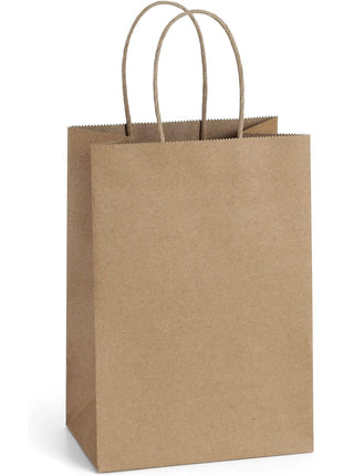 BagDream Gift Bags 100Pcs 5.25x3x8 Small Kraft Paper Gift Bags with Handles Bulk, Brown Paper Sacks for Small Business, Retail, Merchandise, Wedding Birthday Party Favor