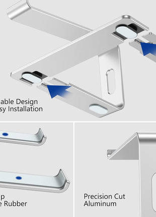 BESIGN LS03 Aluminum Laptop Stand, Ergonomic Detachable Computer Stand, Notebook Riser, Laptop Mount Compatible with Air, Pro, Dell, HP, Lenovo More 10-15.6" Laptops, Silver