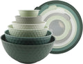 COOK WITH COLOR Mixing Bowls with Lids   12 Piece Plastic Nesting Bowls Set includes 6 Prep Bowls and 6 Lids, Non Slip Bottom and Embossed Design   Microwave Safe (Sage)