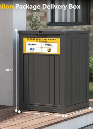 Package Delivery Box for Outside with Sign, 48 Gallon Storage with Lockable Secure, Large Double Wall Resin Outdoor Package Delivery Waterproof