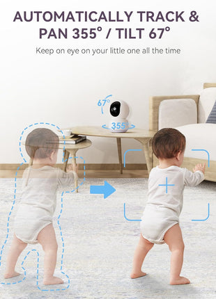 Comfyer Hybrid Video No WiFi & Smart WiFi Baby Monitor - 5inch 1080P Split Screen & 2K Camera App Control, Motion Alerts, Sound Detection, HD Night Vision, 5050mAh Battery,Triple Security, 1600ft Range