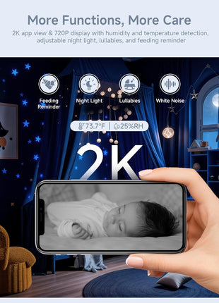 ARENTI Baby Monitor with 2 Cameras, 2K/3MP WiFi 6 Camera and Audio, 5-inch Wireless Screen, Smartphone App, Super Night Vision, Crying Detection, Auto Tracking, Temp&Humidity Sensor (D3 Set)