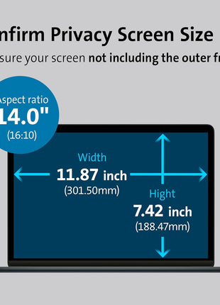 Kensington MagProTM Magnetic Laptop Privacy Screen 14 inch, Removable 16:10 Laptop Privacy Filter, Anti-Glare, Blue Ray Reduction, Compatible with HP/Dell/Acer/Asus/Samsung/Lenovo (K55254WW)