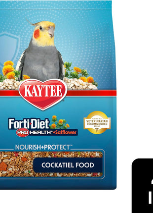 Kaytee Forti-Diet Pro Health+Safflower Nourish+Protect Cockatiel Food, Supports Breeding and Molting, Nutrition Backed by Science, Digestive and Brain Health, 4 pounds