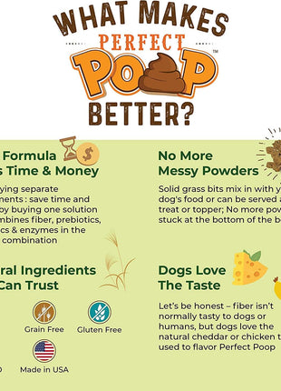 Perfect Poop Digestion & General Health Supplement for Dogs: Fiber, Prebiotics, Probiotics & Enzymes Relieve Digestive Conditions, Optimize Stool, and Improve Health (Cheddar Cheese, 12.8 oz)
