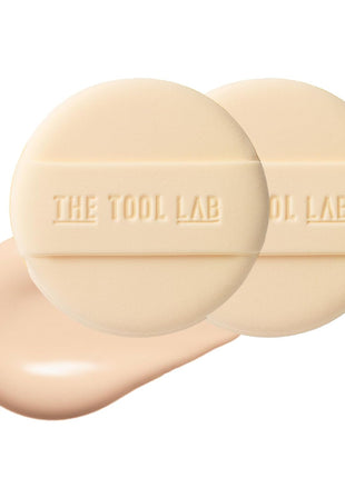 THE TOOL LAB Long-Lasting Cover Puff (Round) - Korean Olive Young Makeup Puff Sponge for Liquid Foundation Cushion Shading Blusher, 5 Layer Memory Foam for Extra Coverage - 2.1 inch