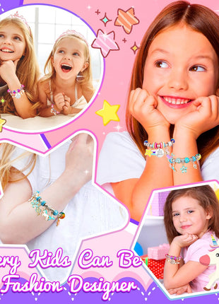 AMAZING TIME 130 Pcs Charm Bracelet Making Kit, Jewelry Toy for Girl Age 8-12 Beads Craft Set for 5 6 7 8 9 10 11 12 Year Old Teenage Birthday Gift