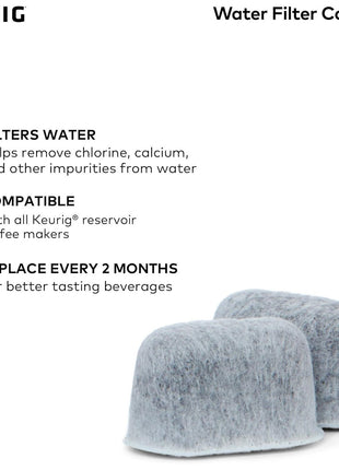 Keurig Water Filter Refill Cartridges, Replacement Water Filter Cartridges, Compatible with 2.0 K-Cup Pod Coffee Makers, 2 Count