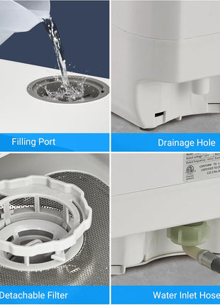 Portable Dishwasher Countertop, Dishwasher Countertop 5L Built-In Water Tank, No Hookup Needed, 5 Washing Programs, 360° Dual Spray, Baby Care & Air-Drying Function for Apartments