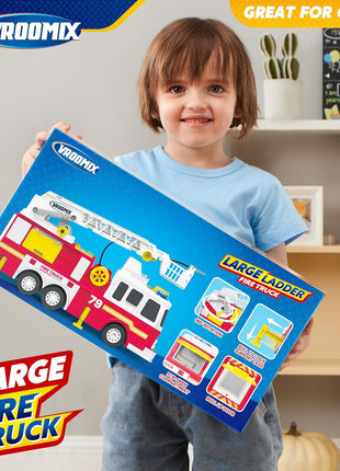 JOYIN Extra Large Kids Fire Truck Toys for Boys with 33-inch Ladder, Lights & Sprinkler Pump, Big Emergency Vehicle, Kids Toys for Age 3, 4, 5, 6, 7, Christmas Birthday Gift for Grandkids