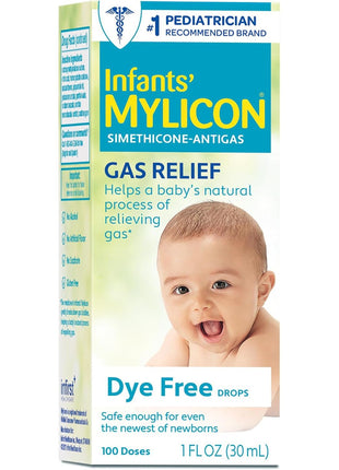 MYLICON Gas Relief Drops for Infants and Babies, Dye Free Formula, 1 Fl Oz. | Gentle simethicone drops relieve infant gas & discomfort · Safe for newborns · help baby to naturally relieve gas
