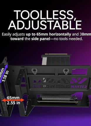Cooler Master Vertical GPU Card Holder Kit V3, PCIe 4.0 5.0 Motherboards GPUs RTX 5090 RX 9070 XT, ABS Casing, 165mm Length, Modula Adjustable for E-ATX ATX Micro ATX Case