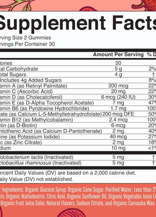 MaryRuth Organics Kids Vitamins | USDA Organic | Multivitamin Gummies + Postbiotics for Ages 4+ | Lactobacillus Rhamnosus | Vegan | Non GMO | 60 Count