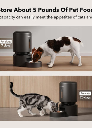 PETLIBRO Automatic Cat Feeder, 5G WiFi Automatic Dog Food Dispenser with Freshness Preservation, 5L Timed Pet Feeder with Low Food Sensor, Up to 10 Meals Per Day, Granary Black