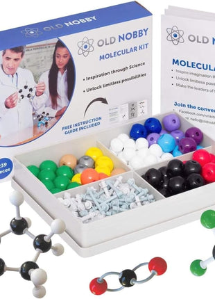 Lessons in Chemistry Model Kit - Old Nobby 239 Pc Molecular Set Organic Chemistry for Students - Complete Molecular Model Kit for STEM, Visualizing Atoms, Bonds and Structures (Pack of 2)