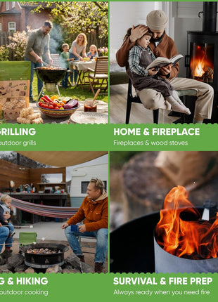 Inflame Fire Starters 70 pcs Fire Starters for Campfires, Grill, BBQ, Fireplace, Woodstove - Charcoal Starter - Waterproof, Weather-Resistant - Natural Wood Fireplace Starters