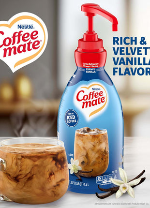 Nestle Coffee mate Coffee Creamer, French Vanilla, Concentrated Liquid Pump Bottle, Non Dairy, No Refrigeration, 50.7 fl oz (Pack of 2)
