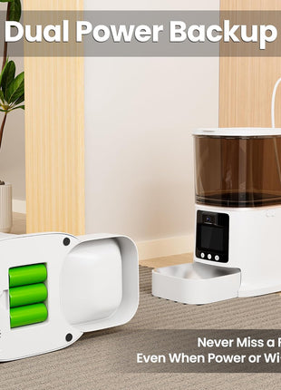 Automatic Cat Feeder with Camera, 2-Way Video& Audio, HD Video with Night Vision, 5G WiFi Pet Feeder, 5L Large Food Storage Container for Multiple Pet, Detachable for Easy Clean (White)