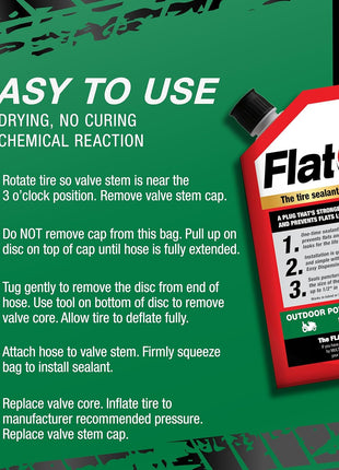 FlatOut Off-Road Tire Sealant, Outdoor Power Equipment Formula, Prevents Flat Tires, Fix a Flat Tire, Seals Leaks, Contains Kevlar, 32 Ounce Bag, 1-Pack