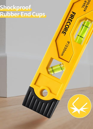 Torpedo Level Magnetic, Firecore 9 Inch Shockproof Small Leveler Tool with 3 Bubble Spirit Level 45 90 180 Degree, Construction Levelers for Hanging Pictures Install Shelf Home Renovation